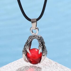 🦅 Awesome Hawk Phoenix Or Eagle Claw Talon With Marble Necklace 🦅